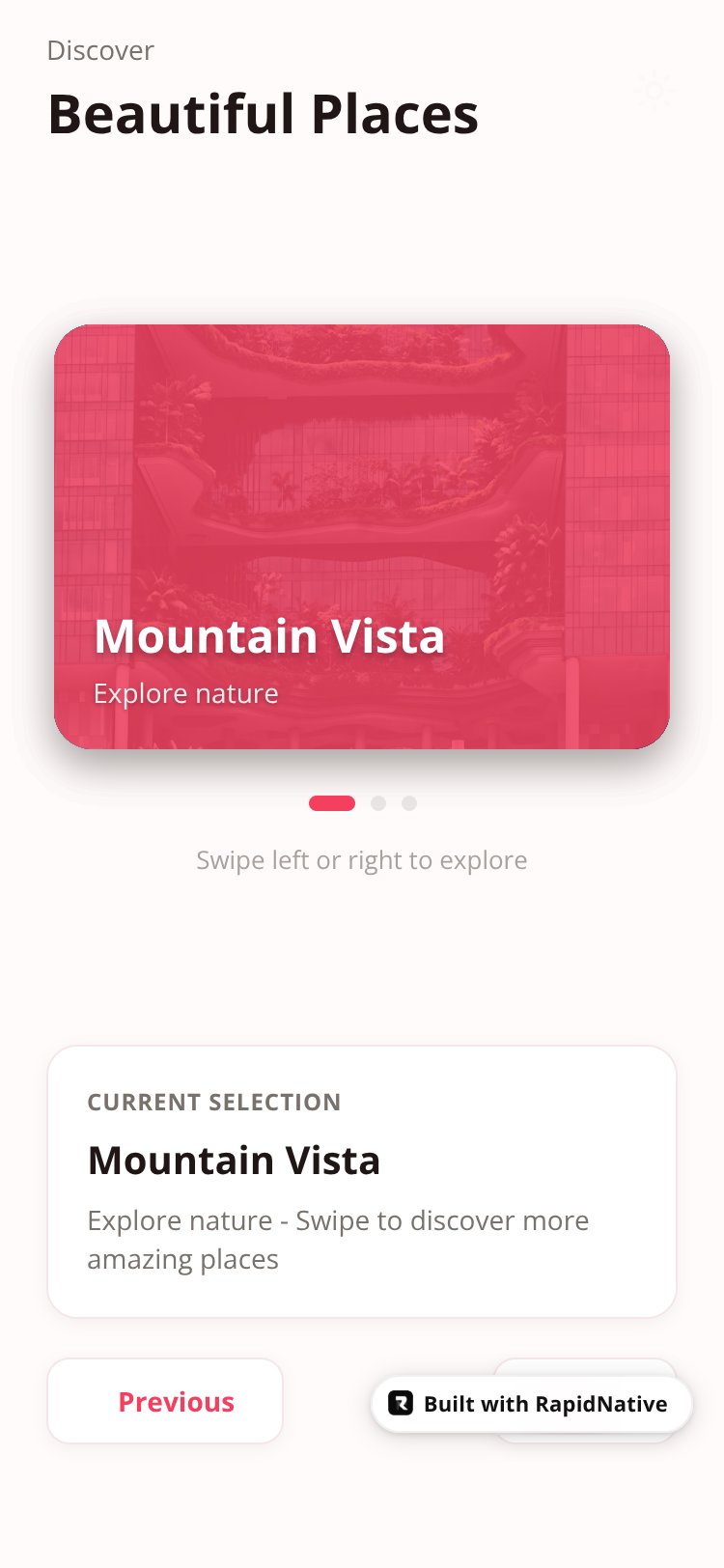 Carousel App screen 1