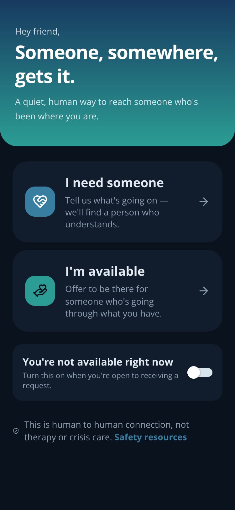 Somewhere someone somewhere needs something screen 2