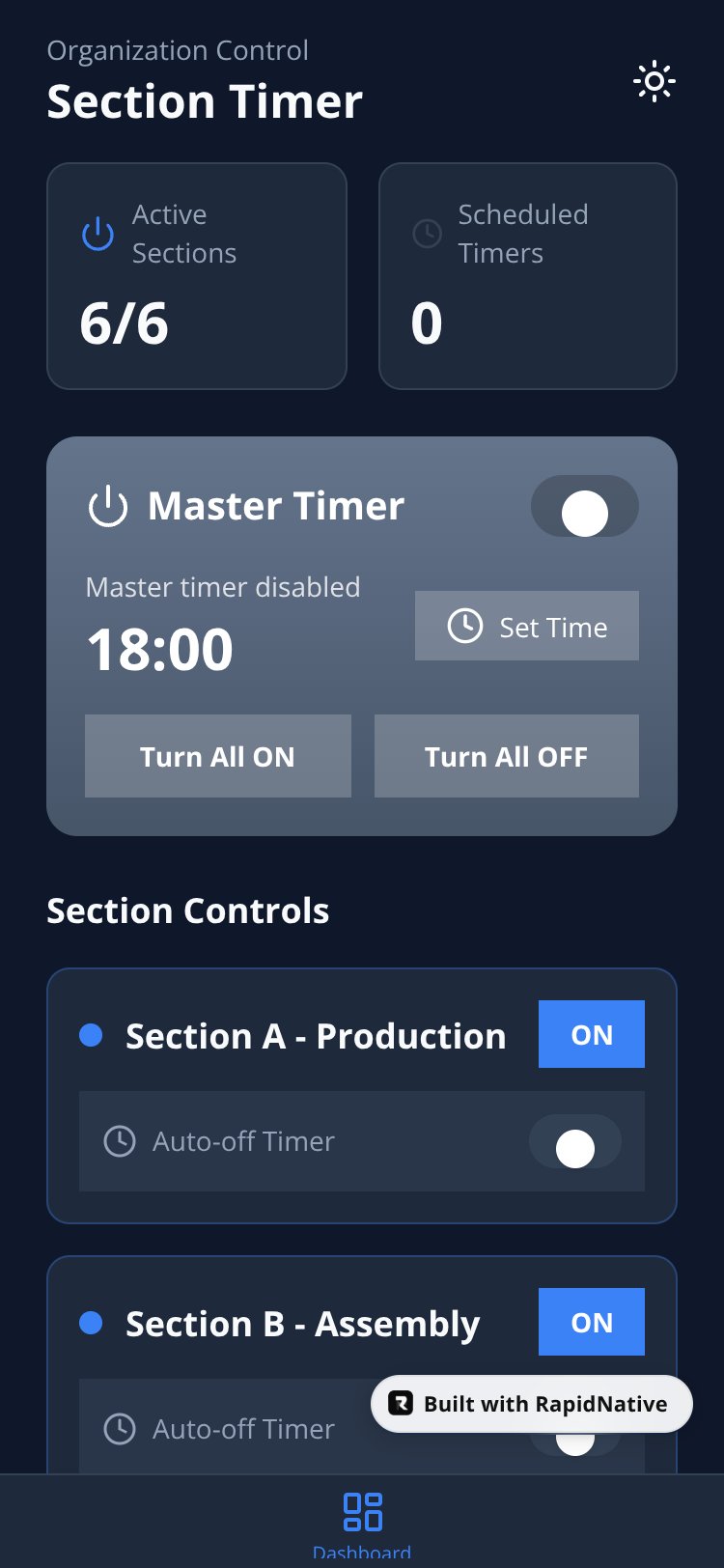 Timer Control screen 1