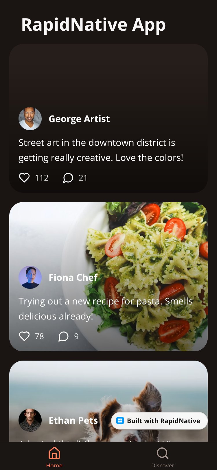 RapidNative App screen 1
