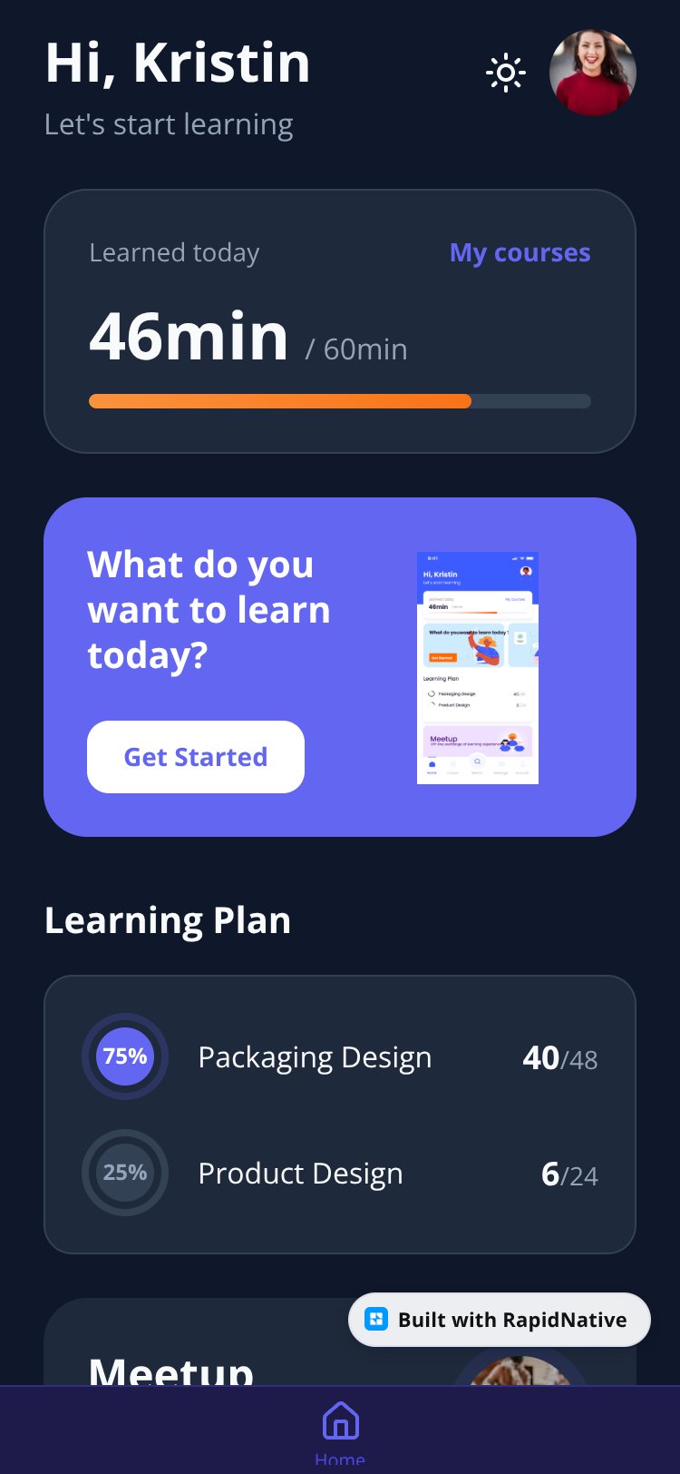 FitTrack screen 1