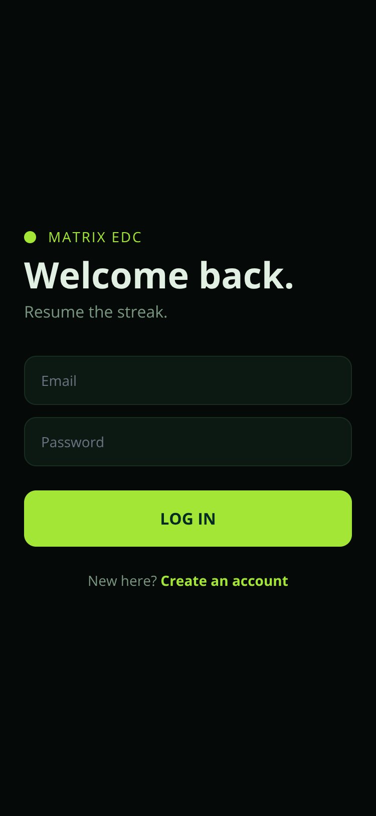 MATRIX EDC screen 1