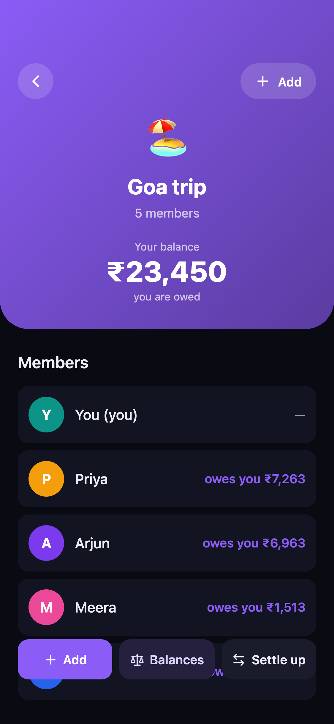 Expense splitting app in Midnight