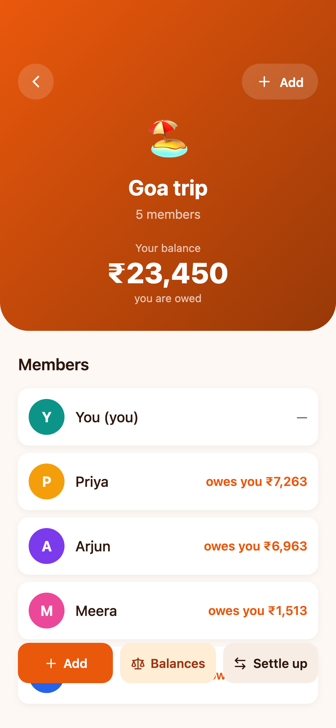 Expense splitting app in Sunset