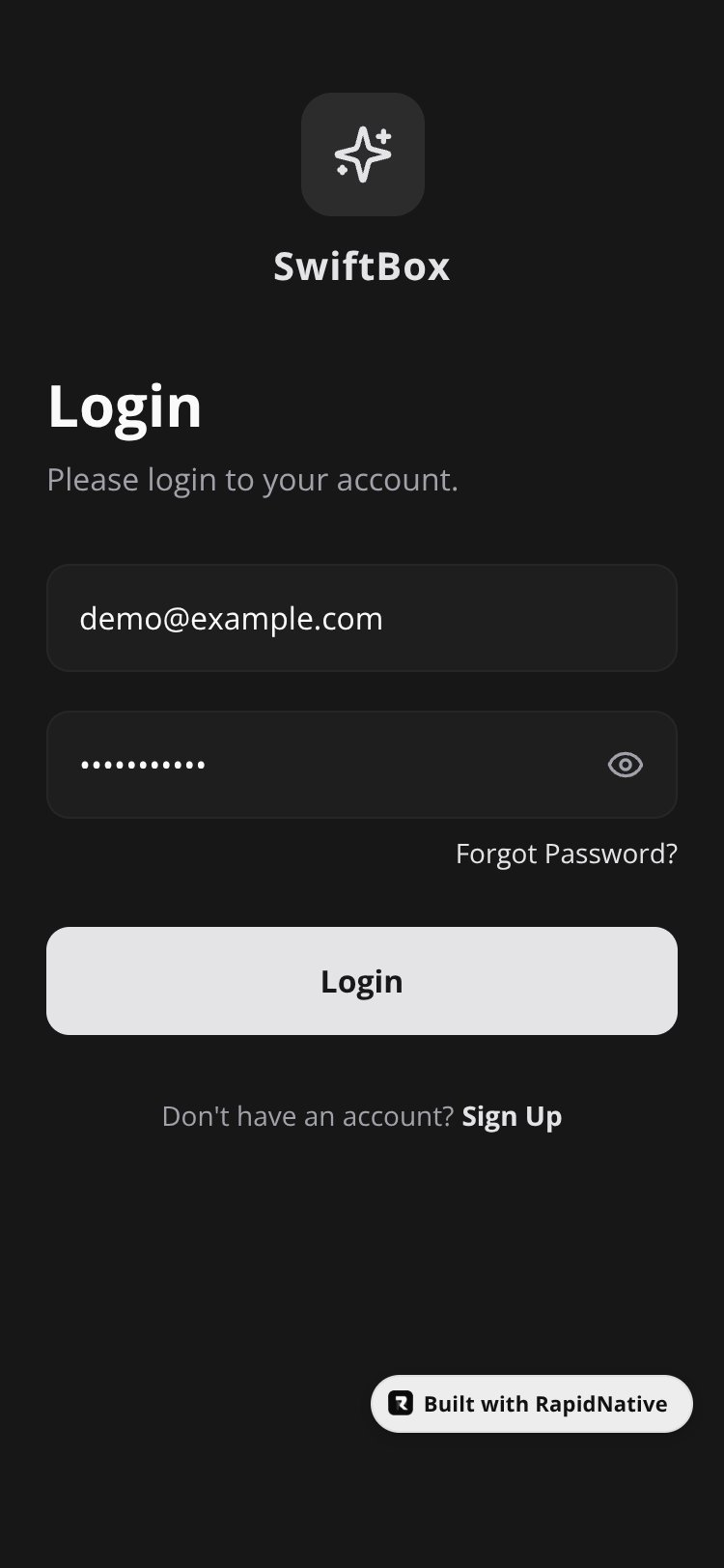 SwiftBox screen 1