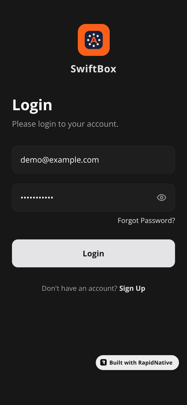 SwiftBox screen 1