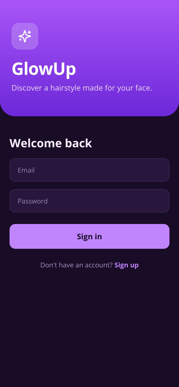 GlowUp screen 1