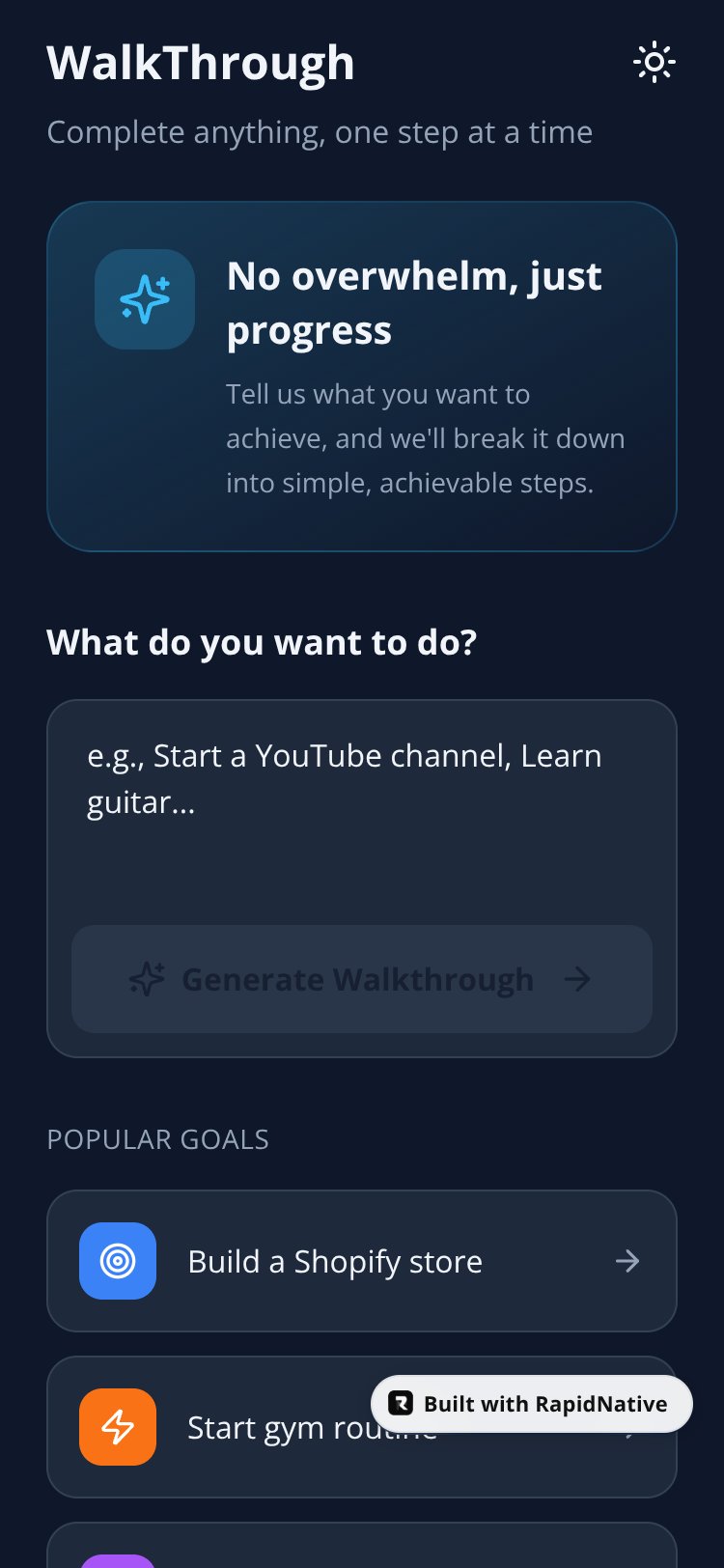 WalkThrough screen 1