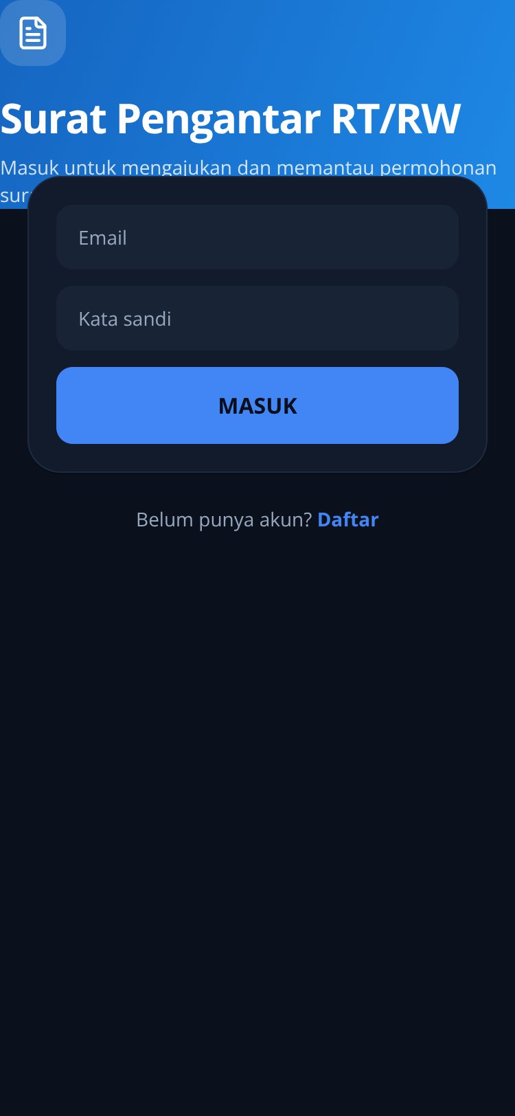 SuratPengantarRT screen 1