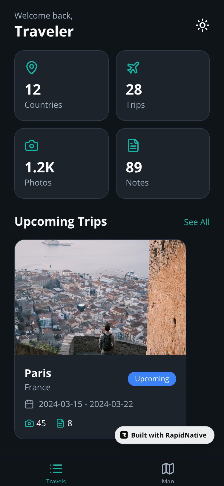 TravelLog screen 2