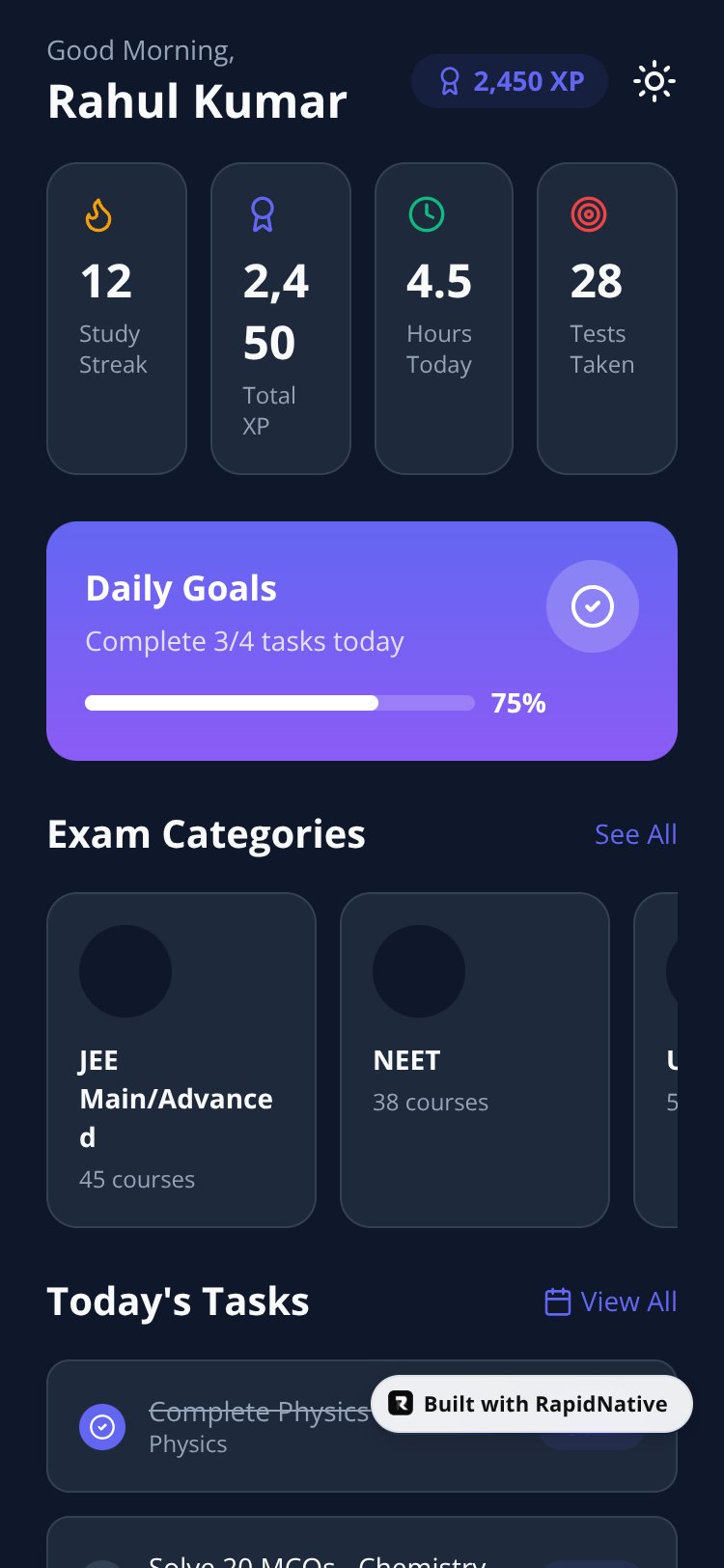 Study Companion screen 1