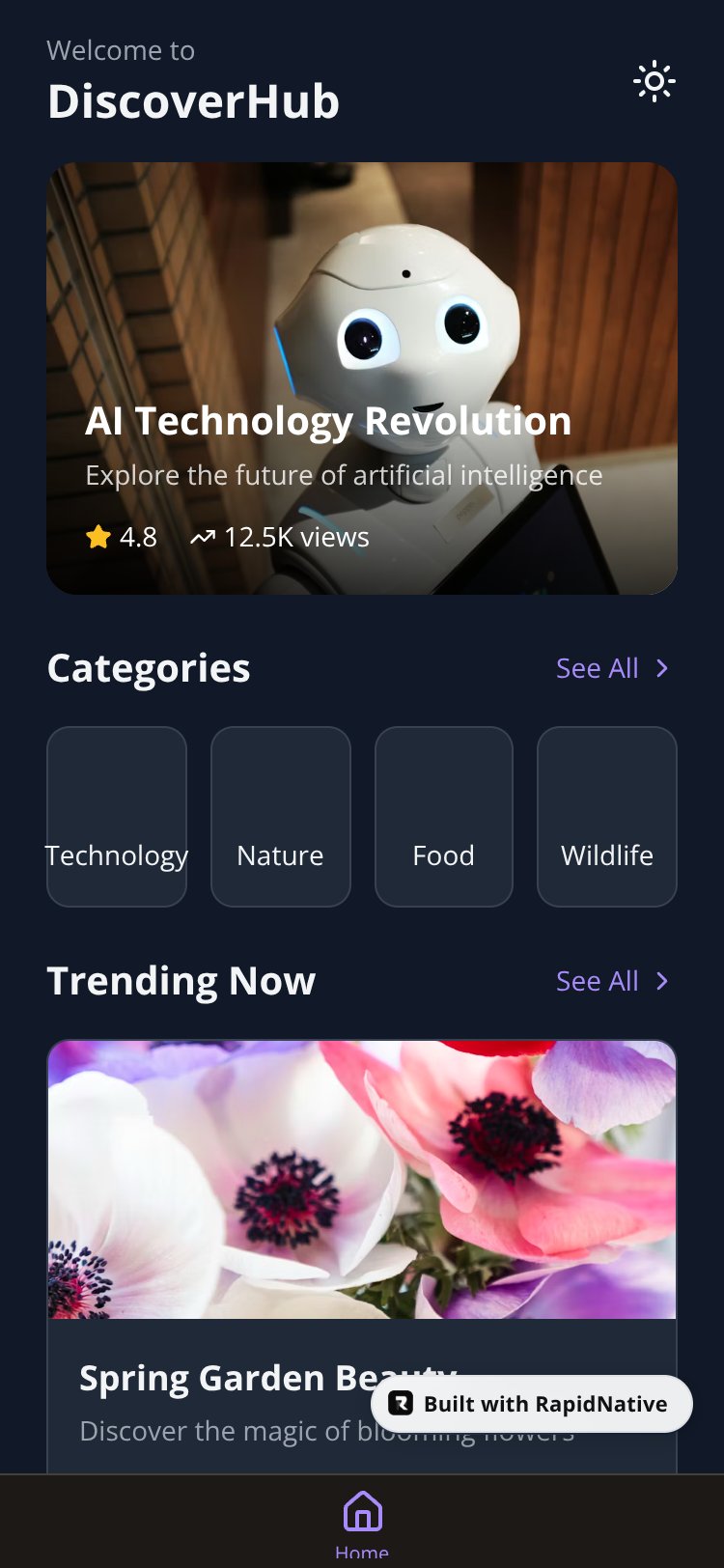 DiscoverHub screen 1