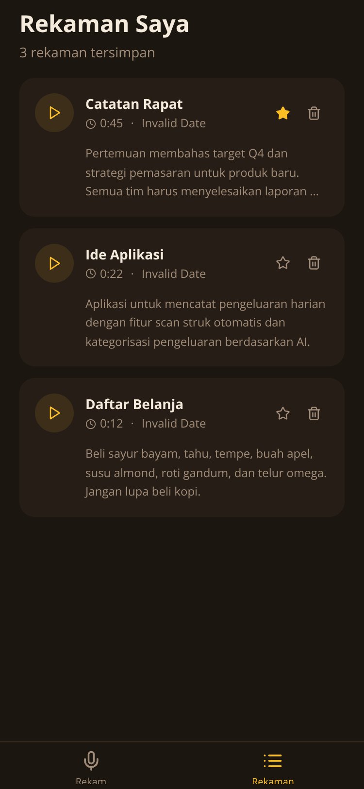 VoiceNote screen 1
