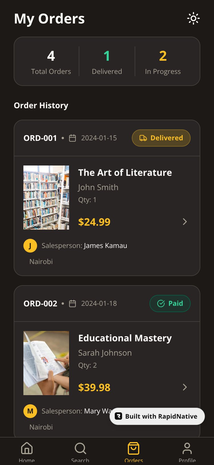 BookstoreApp screen 1