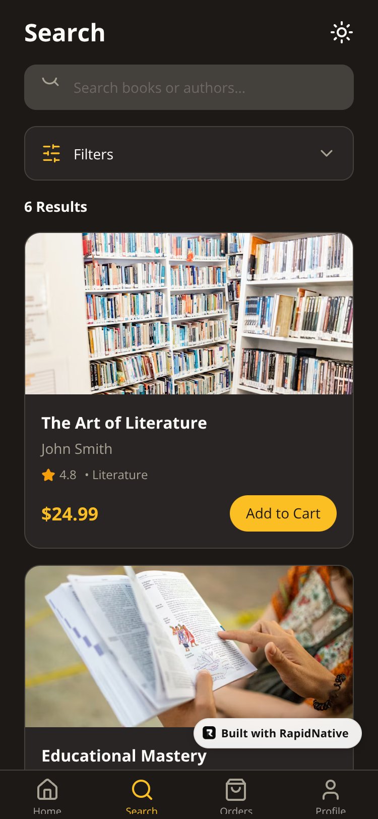 BookstoreApp screen 2