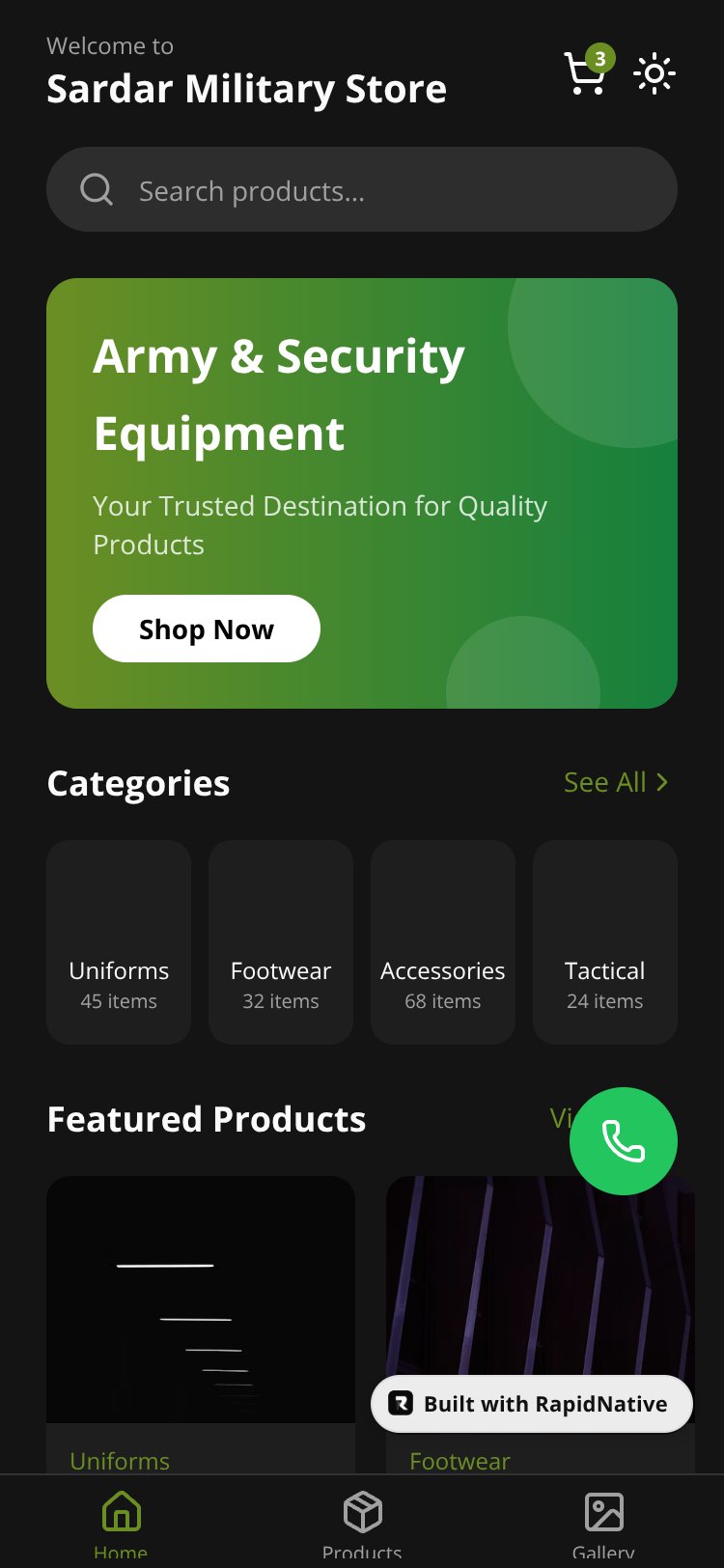 Sardar Military Store screen 1