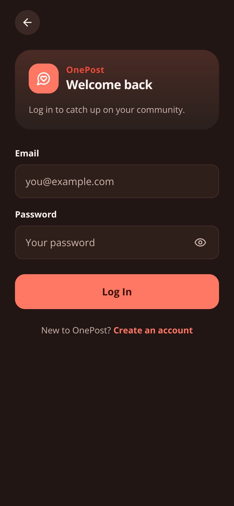 OnePost screen 1