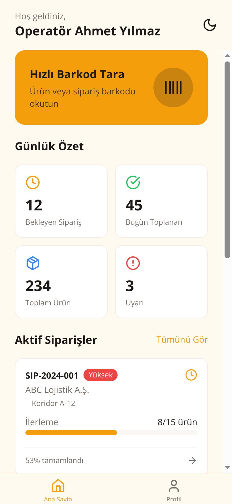 WMS Order Picker screen 1