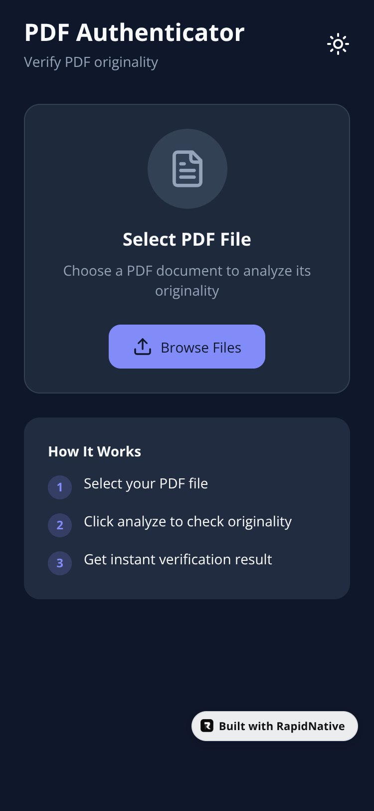PDF Authenticator screen 1