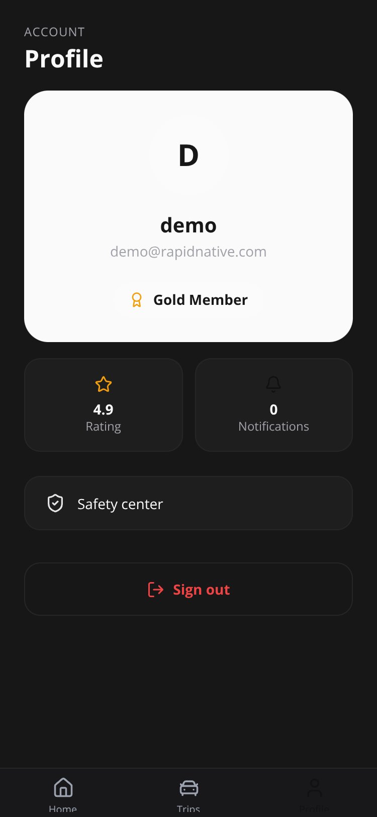 RapidNative App screen 5