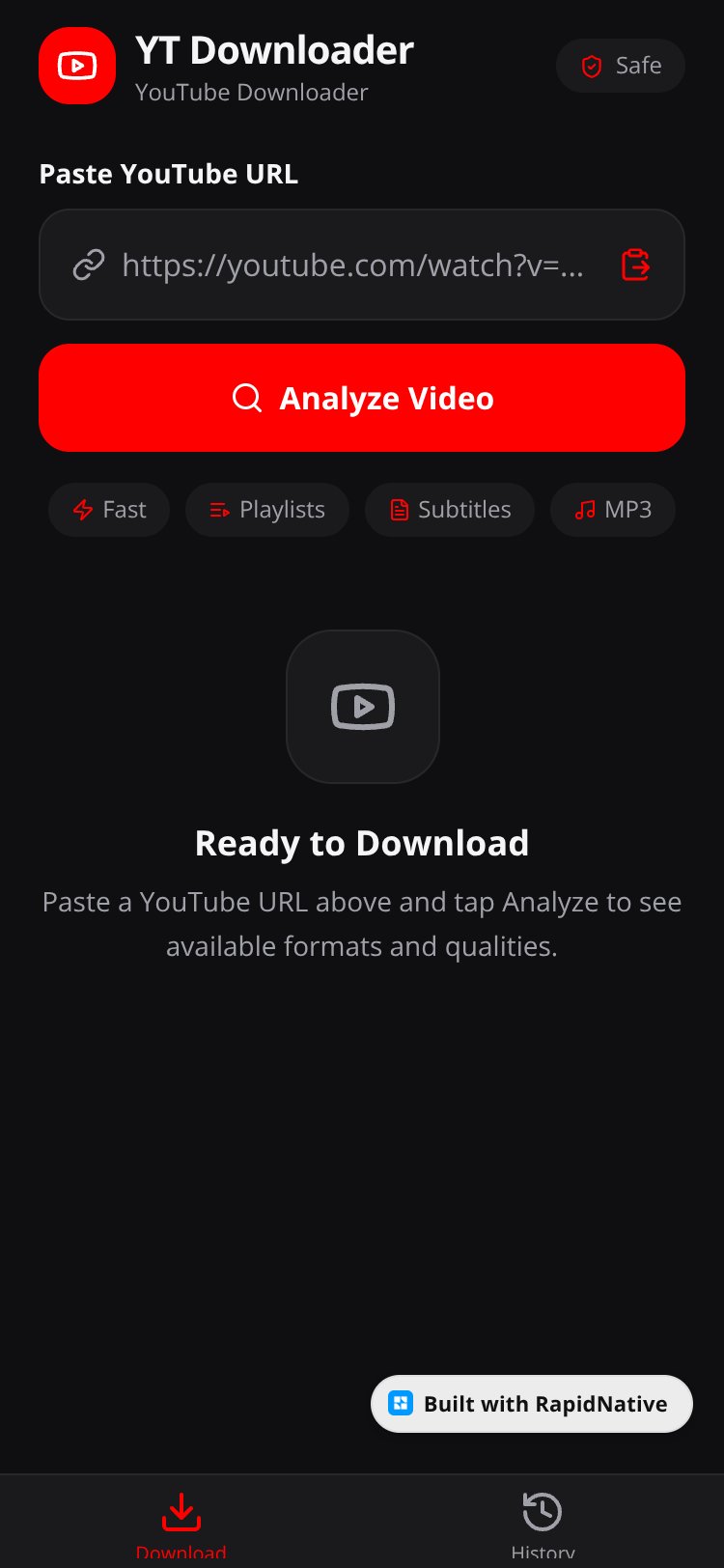 YT Downloader screen 2