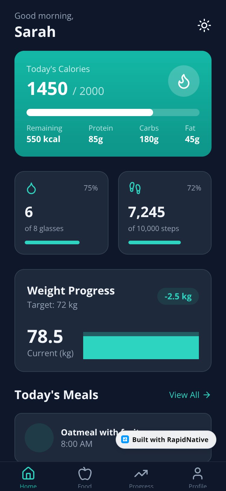 FitTrack screen 1