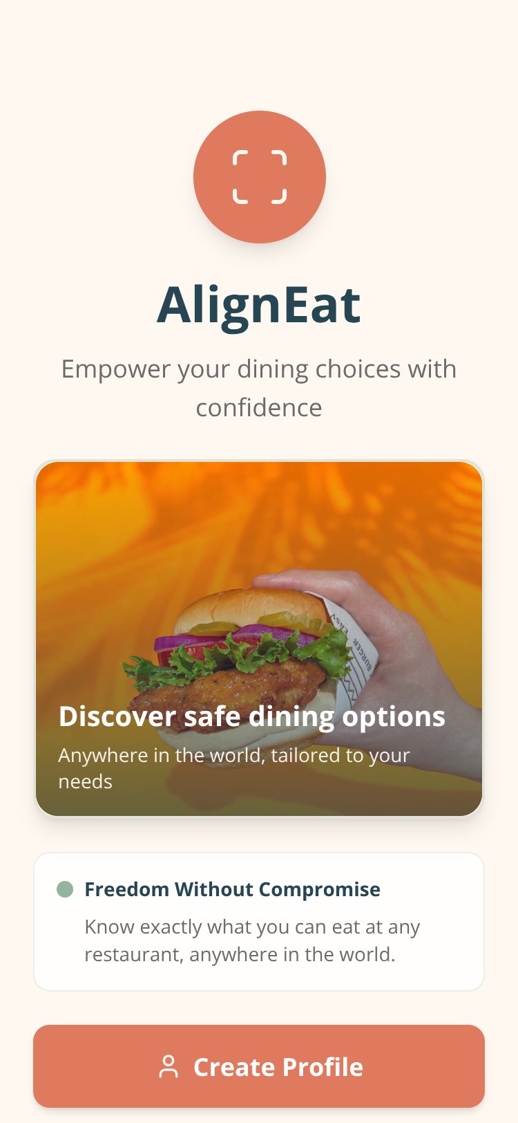 AlignEat screen 1