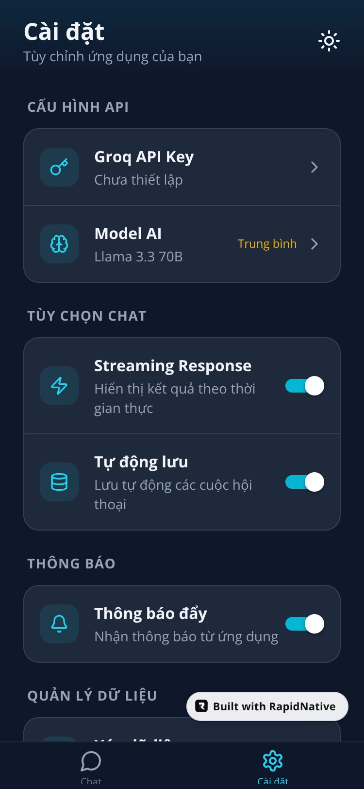 GroqChat AI screen 1