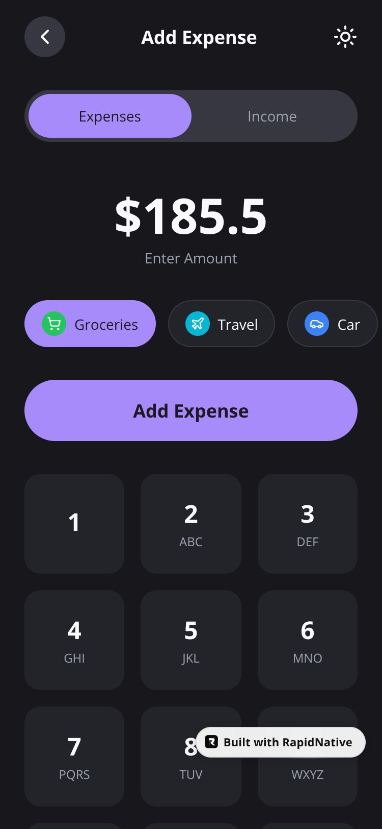 Expense Tracker screen 1