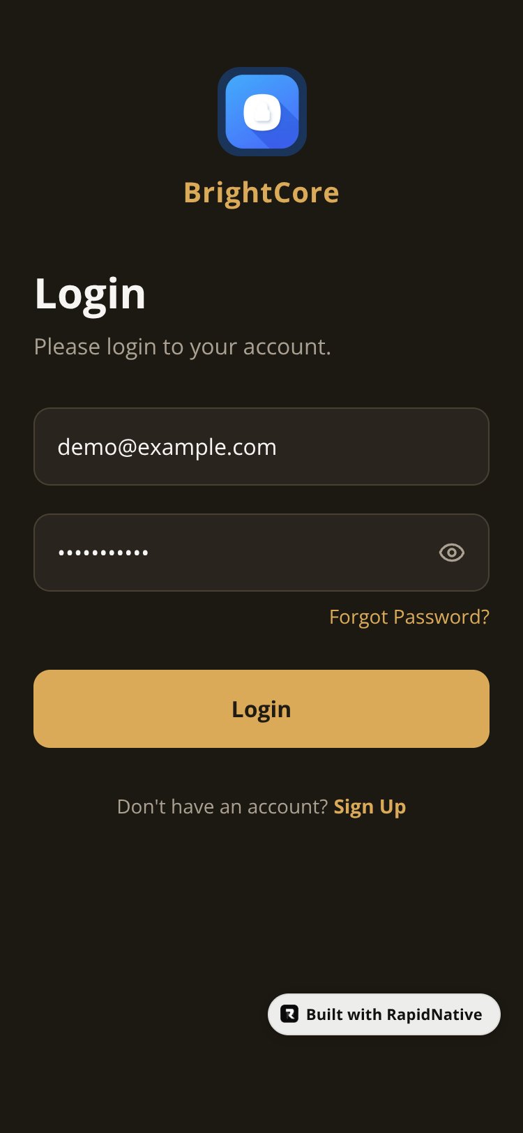 BrightCore screen 1