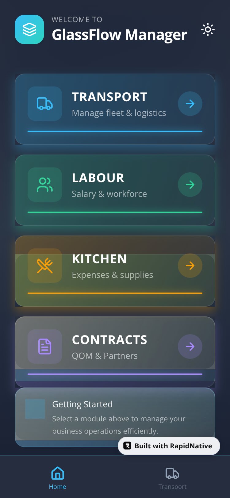 GlassFlow Manager screen 4