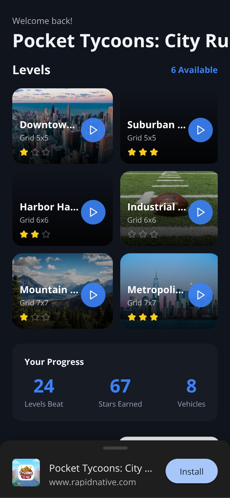 Pocket Tycoons: City Rush screen 1