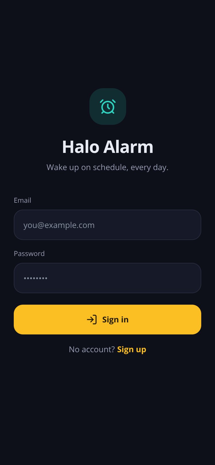 Halo Alarm screen 1