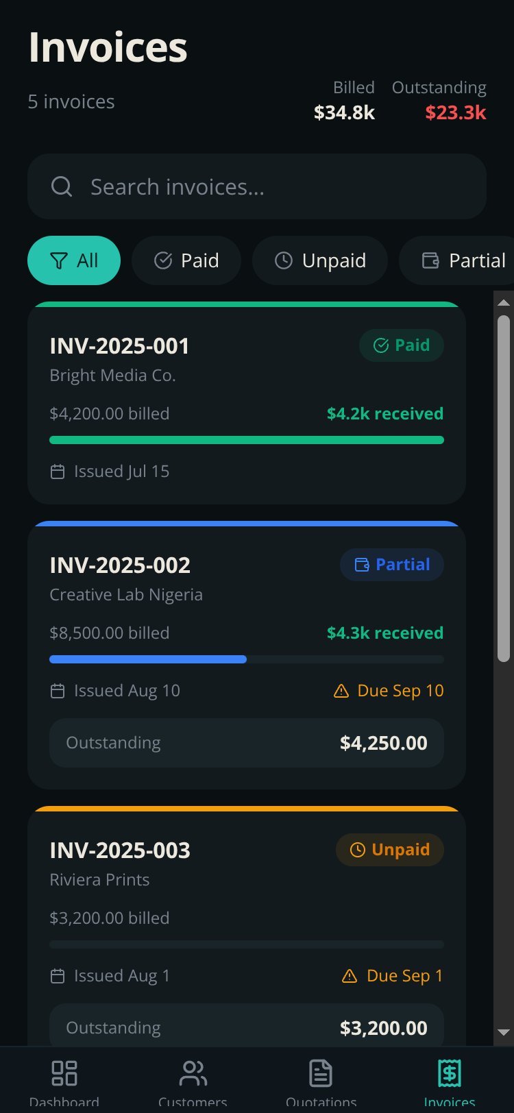 Broad Options Sales screen 1