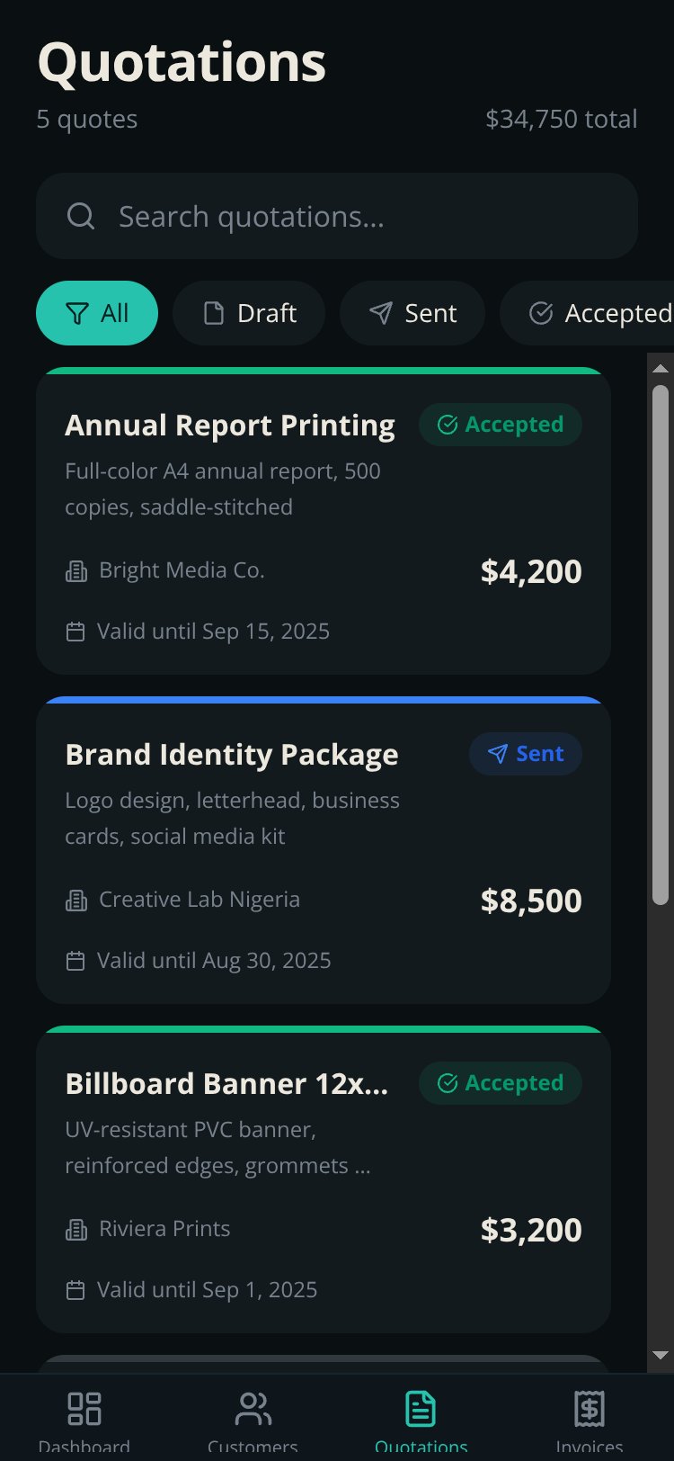 Broad Options Sales screen 3