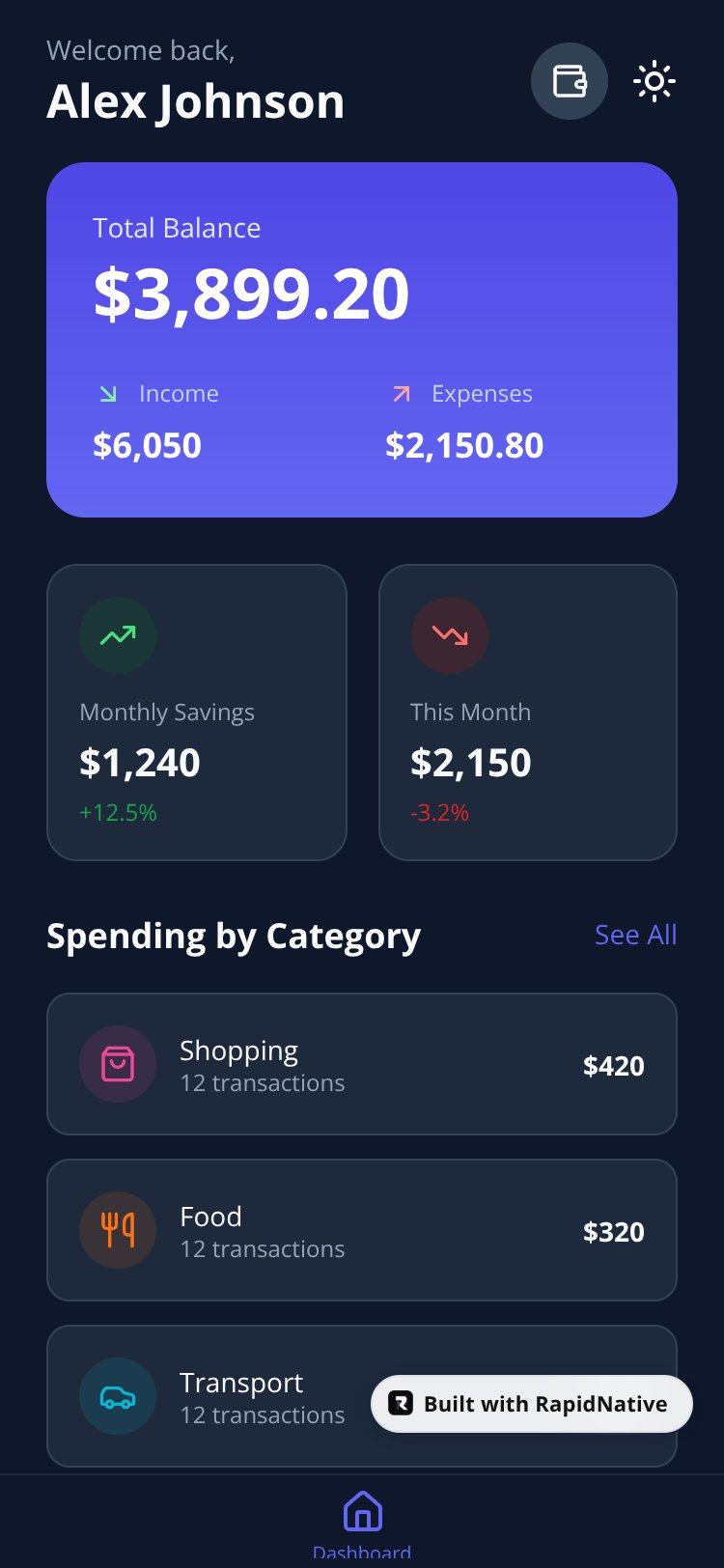Expense Manager screen 1