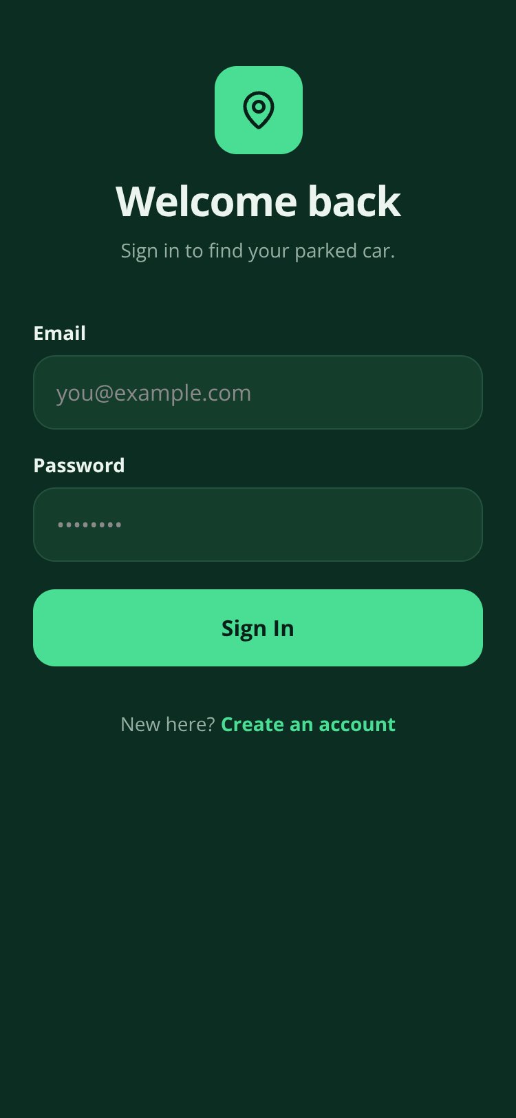 ParkPin screen 1