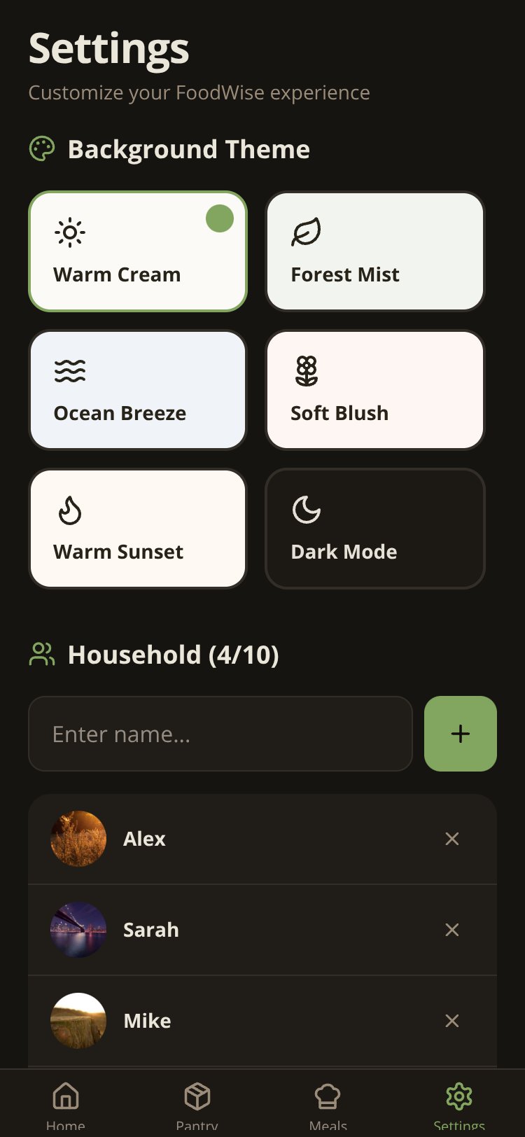 FoodWise screen 1