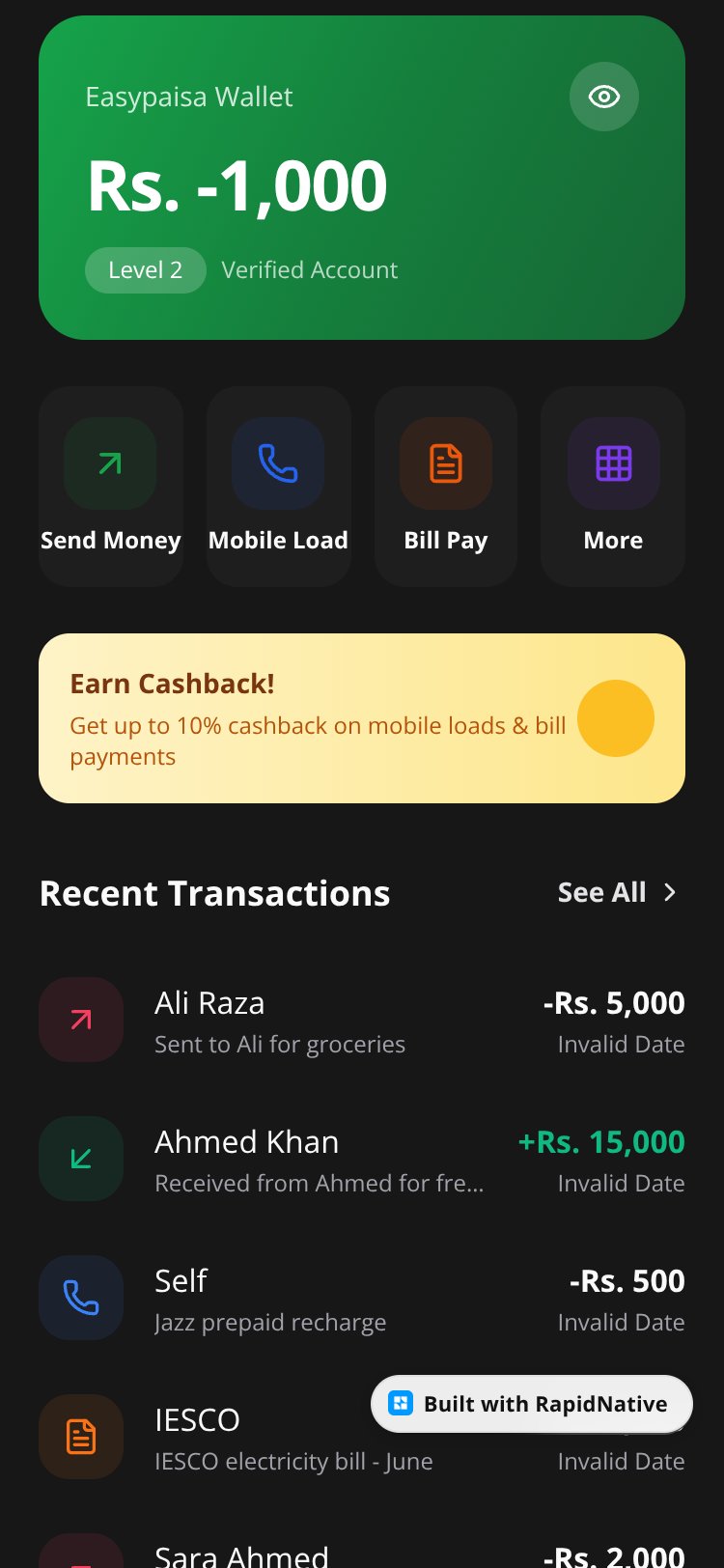EasyWallet screen 2