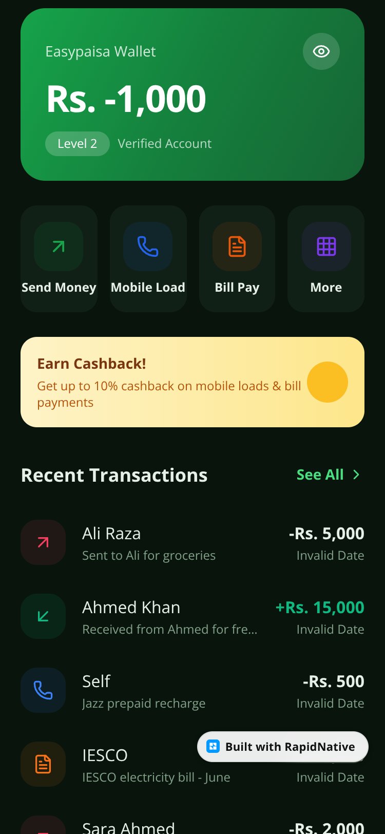 EasyWallet screen 2