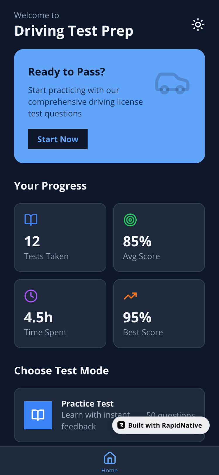 Driving License Test screen 1