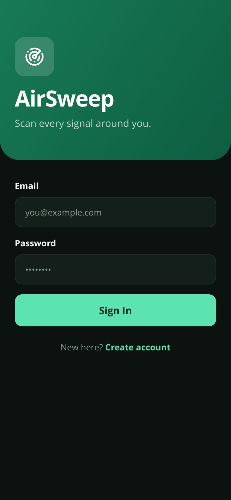 AirSweep screen 1