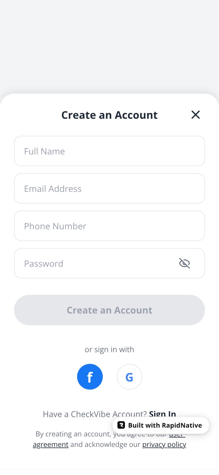 CheckVibe screen 1
