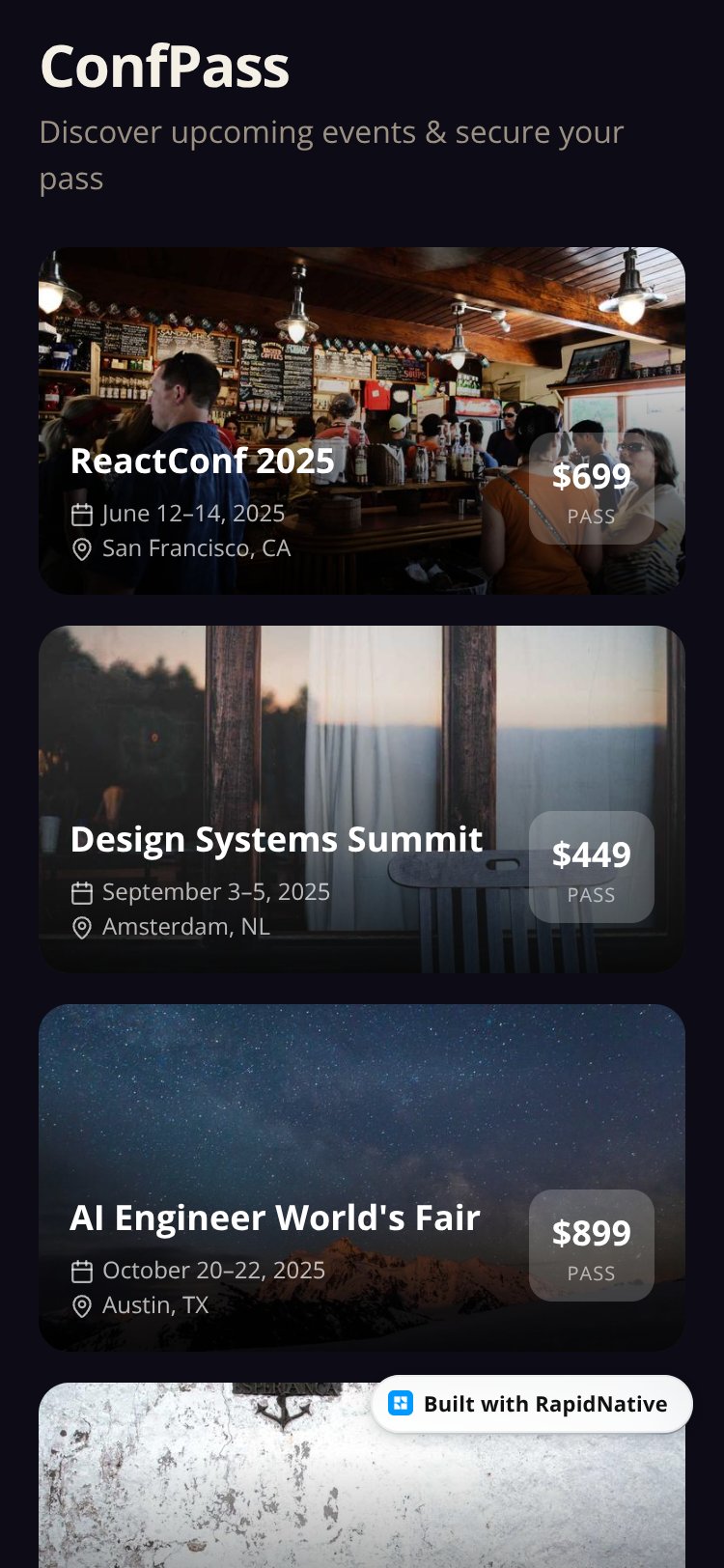 ConfPass screen 1