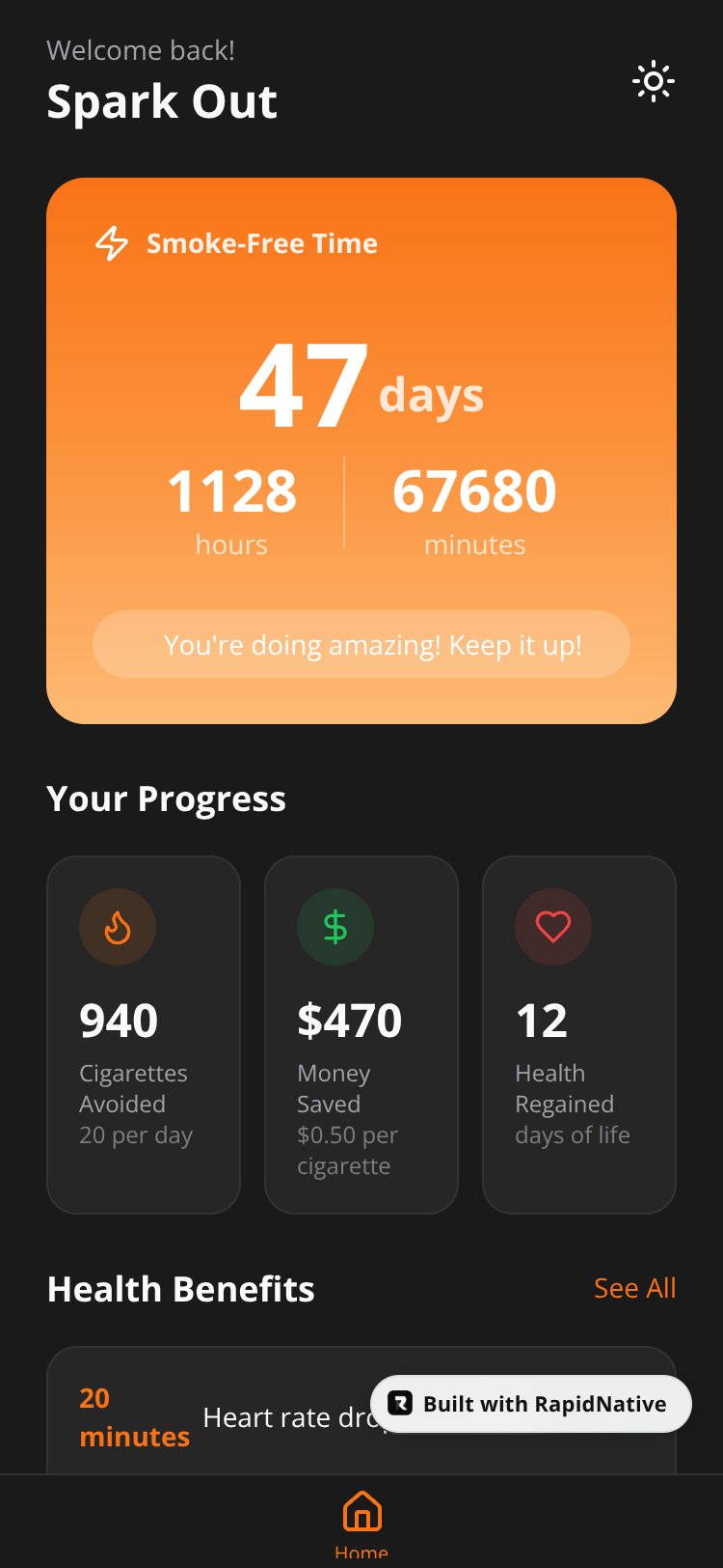 Spark Out screen 1