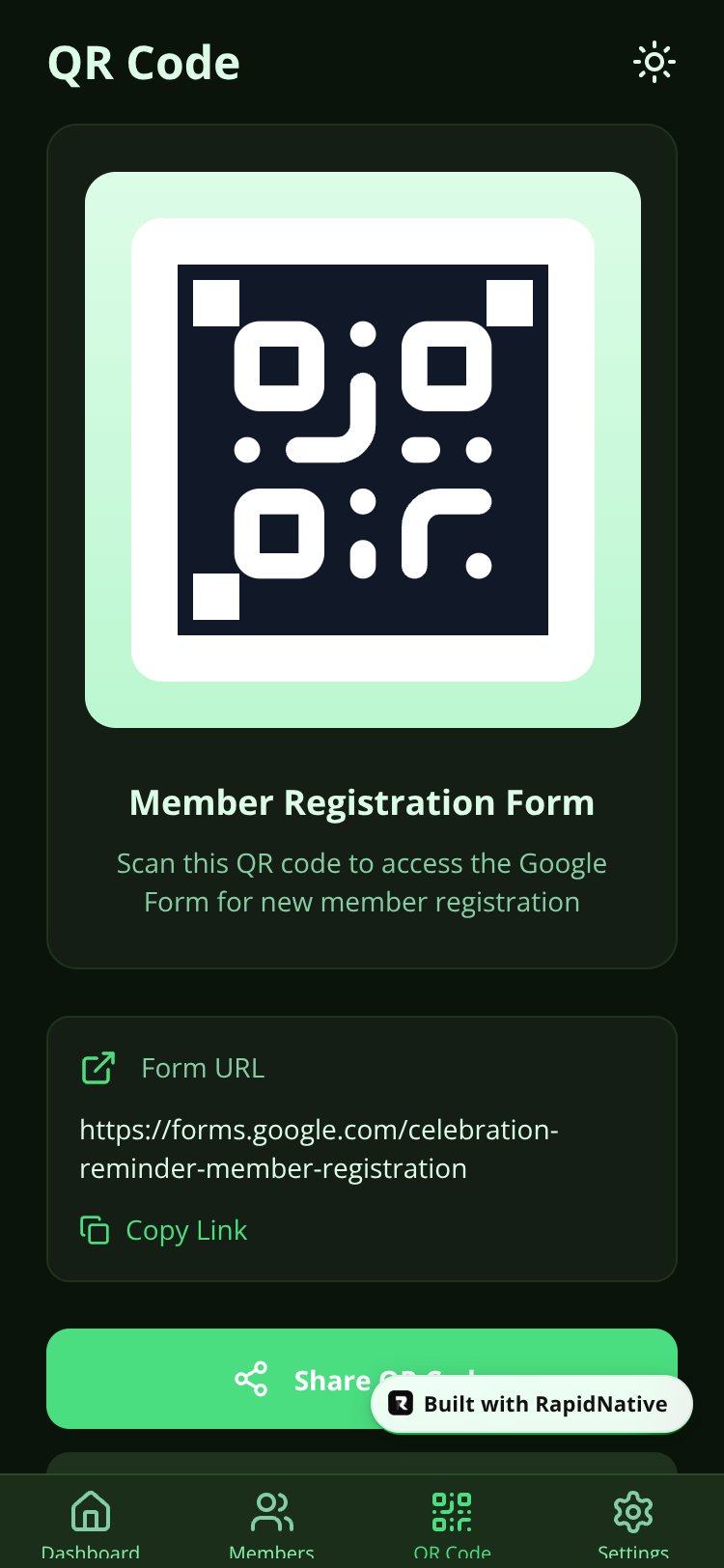Celebration Reminder Management screen 3
