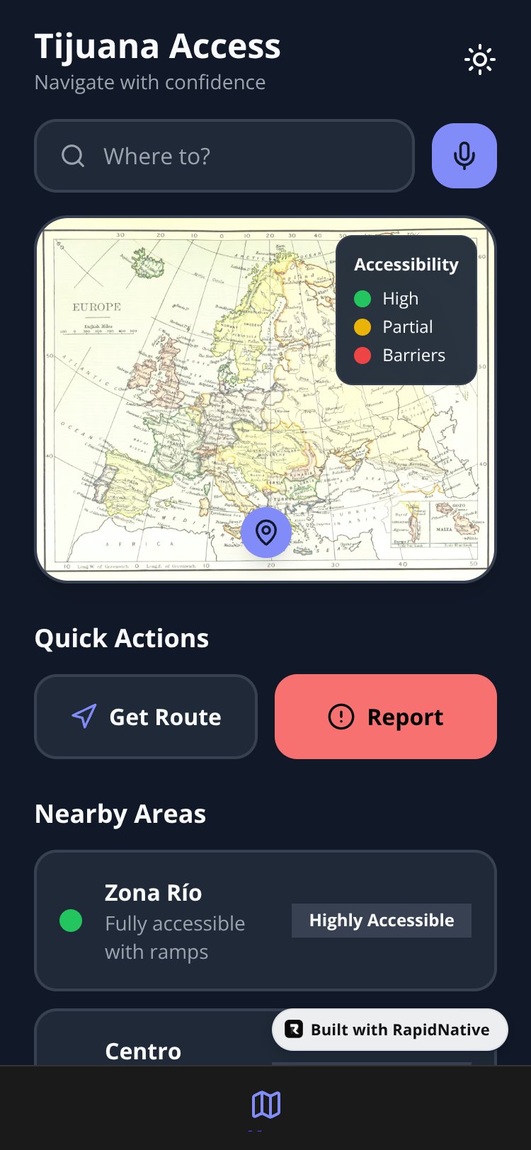 Accessibility Maps screen 1