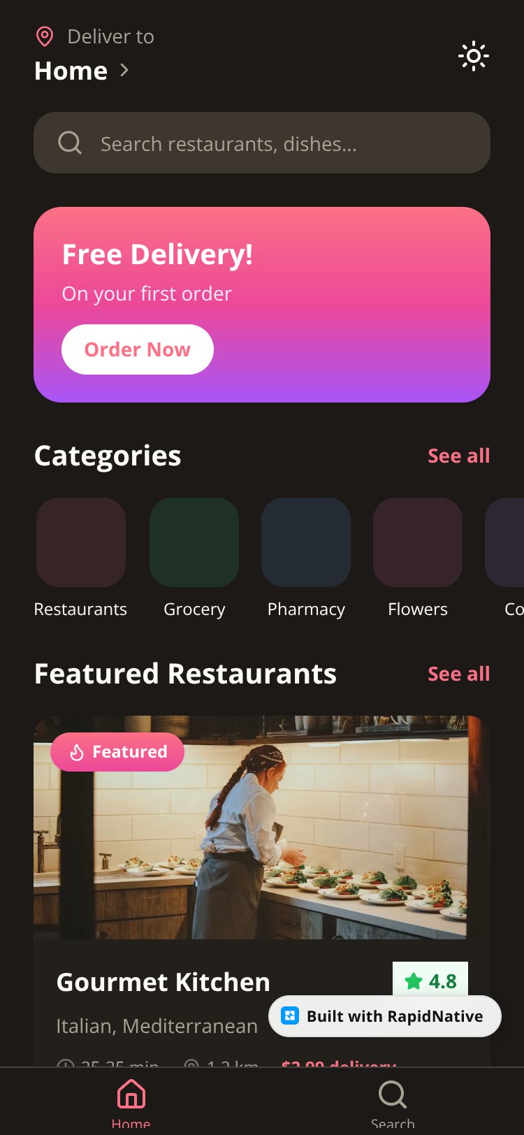 MultiVendor Delivery Platform screen 1