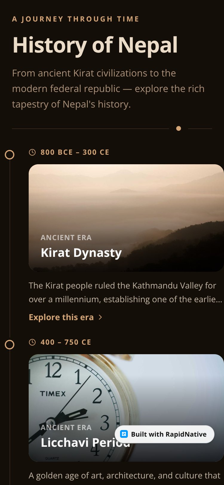 History of Nepal screen 1