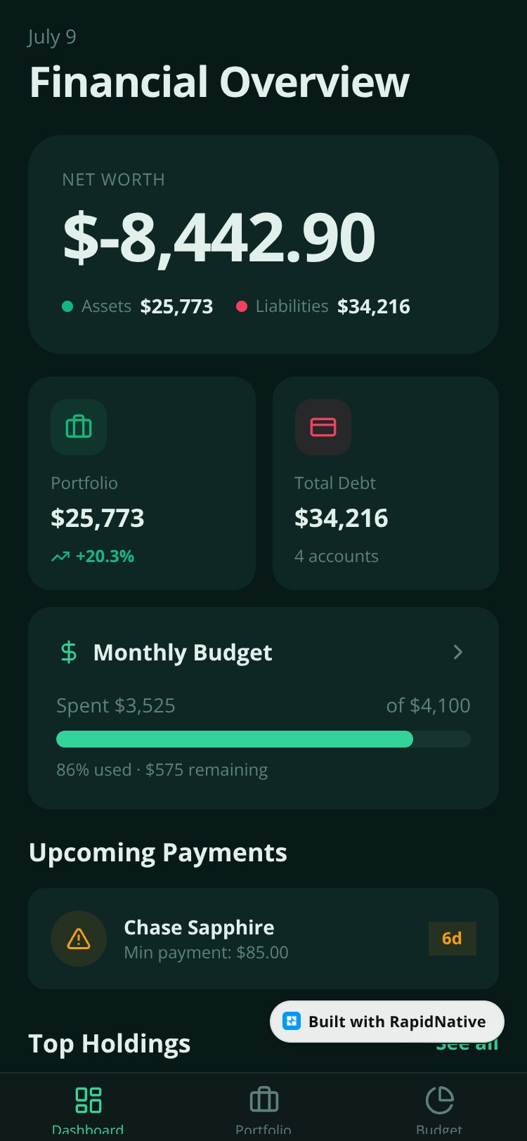 WealthWise screen 1